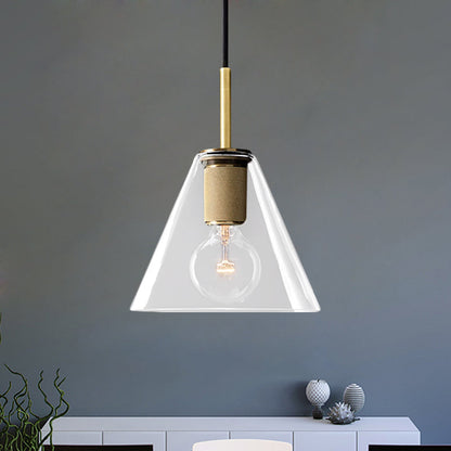 Modern Black/Brass/Chrome Pendant Lamp - 1 Light Clear Glass Ceiling Fixture