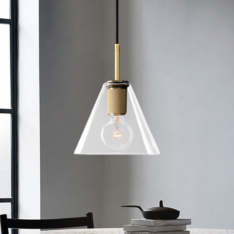 Modern Black/Brass/Chrome Pendant Lamp - 1 Light Clear Glass Ceiling Fixture