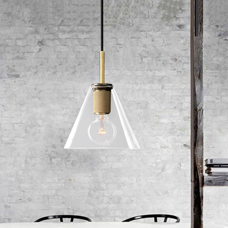 Modern Black/Brass/Chrome Pendant Lamp - 1 Light Clear Glass Ceiling Fixture