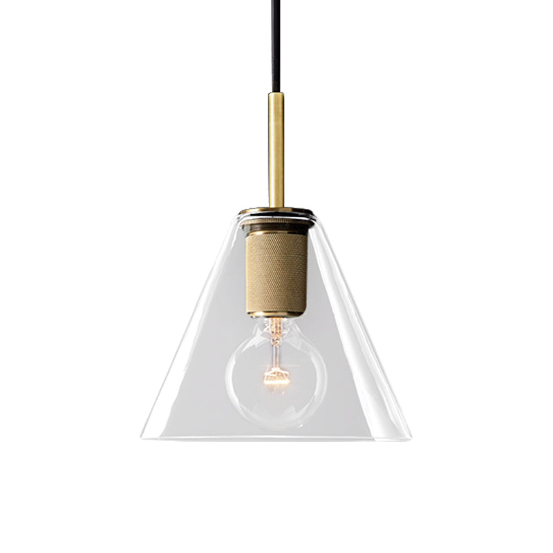 Modern Black/Brass/Chrome Pendant Lamp - 1 Light Clear Glass Ceiling Fixture