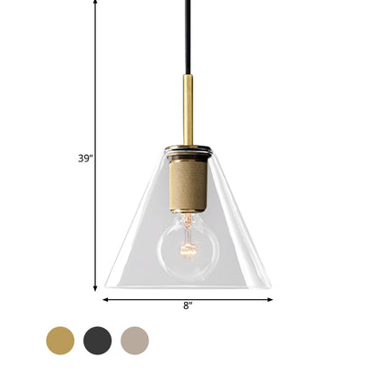 Modern Black/Brass/Chrome Pendant Lamp - 1 Light Clear Glass Ceiling Fixture