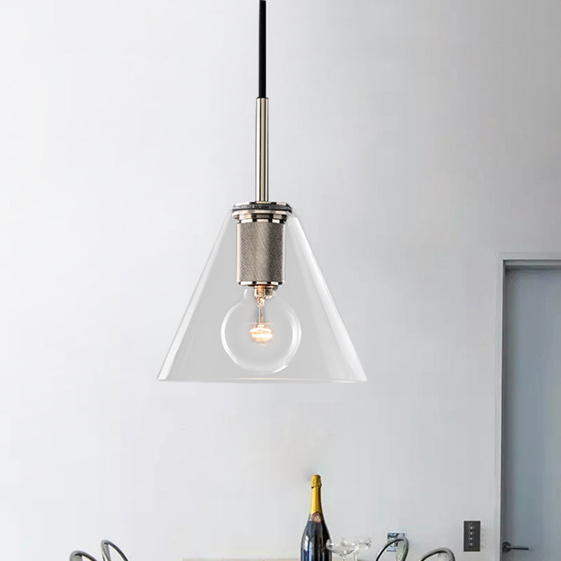 Modern Black/Brass/Chrome Pendant Lamp - 1 Light Clear Glass Ceiling Fixture