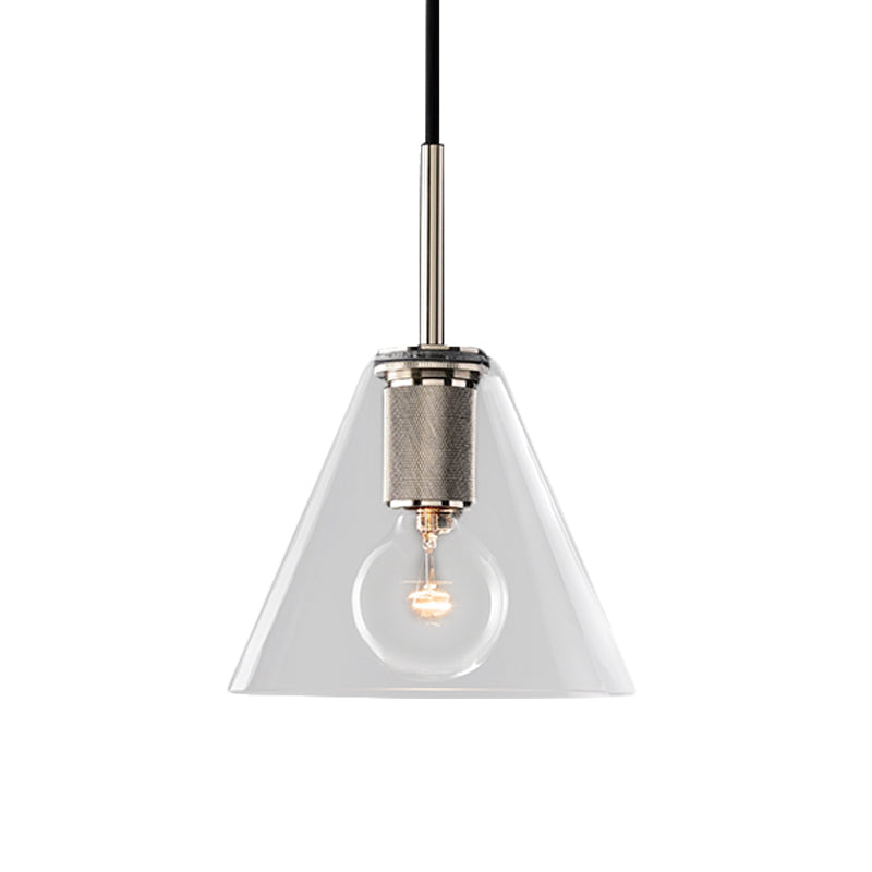 Modern Black/Brass/Chrome Pendant Lamp - 1 Light Clear Glass Ceiling Fixture