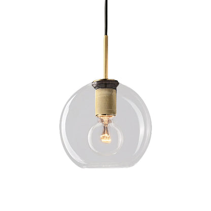 Modern Black/Brass/Chrome Pendant Lamp - 1 Light Clear Glass Ceiling Fixture