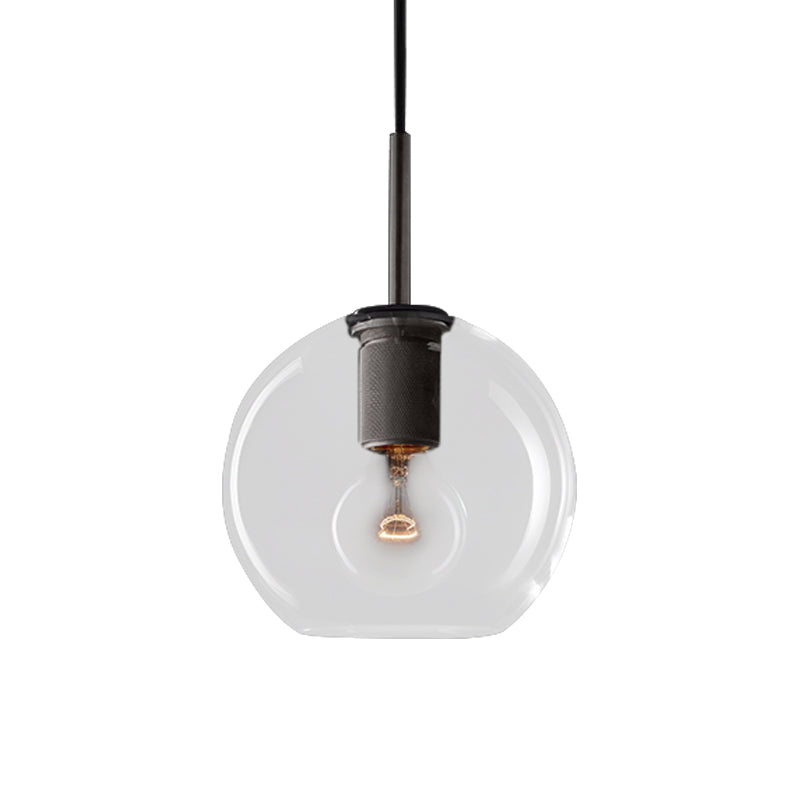 Modern Black/Brass/Chrome Pendant Lamp - 1 Light Clear Glass Ceiling Fixture