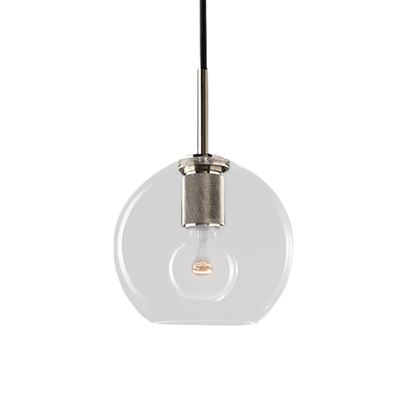 Modern Black/Brass/Chrome Pendant Lamp - 1 Light Clear Glass Ceiling Fixture