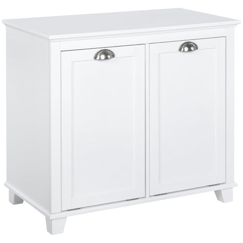HOMCOM Clasificador de Ropa de Lavado con Volteo, Gabinete de Baño, Blanco