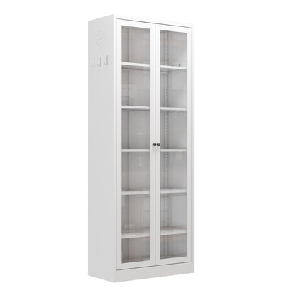 Metal Kitchen Pantry Cabinet -  Tall Storage With 5 Adjustable Shelves, White Freestanding Cabinet For Kitchen Pantry Bathroom