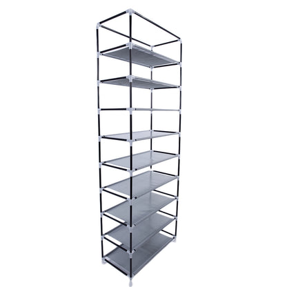 Narrow Shoe Rack With Nonwoven Fabric Covers 10 Tiers Tall Shoe Rack For Closet Entryway Sturdy Shoe Rack Organizer Holds 20-27 Pairs Free Standing Shoe Storage Cabinet Grey