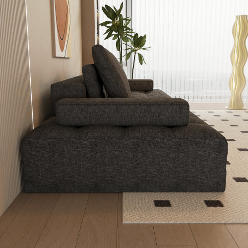 Sofá para la sala de estar, sofá tipo loveseat moderno con asientos extra profundos, reposabrazos cómodos, sofás para sala de estar en apartamento o lounge, ensamblaje fácil, gris