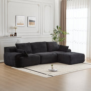 Black Corduroy Sectional Sofa Memory Foam Cushions