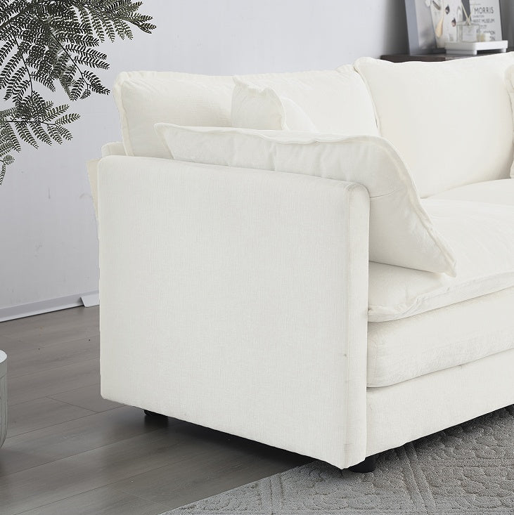White Fabric Loveseat Sofa