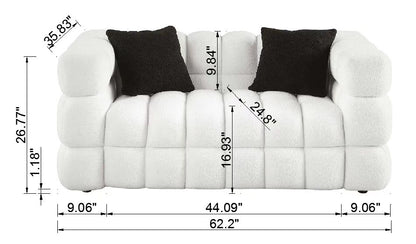 62.2length ,35.83inch  Deepth ,human Body Structure For USA People, Marshmallow Sofa,boucle Sofa ,White Color, 2 Seater