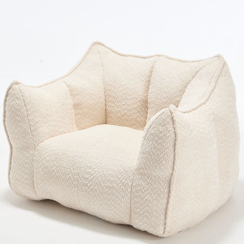 Sofá-Cama de Habichuelas de Peluche Comprimido - Relleno de Espuma de Alta Resiliencia, Silla de Salón de Boucle Ultra Suave para Una o Dos Personas, Asiento Acogedor para la Sala de Estar para Leer, Jugar y Relajarse, Ahorro de Espacio por Vacío