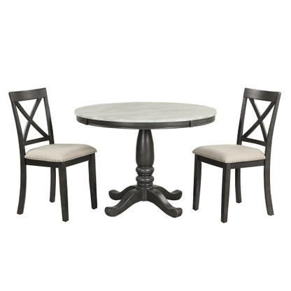 Orisfur. 5 Pieces Dining Table And Chairs Set For 4 Persons, Kitchen Room Solid Wood Table With 4 Chairs
