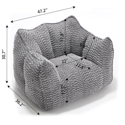 Compressed Plush Bean Bag Sofa Couch- High-Resilience Foam Filled, Ultra-Soft Boucle Lounge Chair For One Or Two People, Cozy Living Room Seating For Reading, Gaming & Relaxing, Space-Saving Vacuum