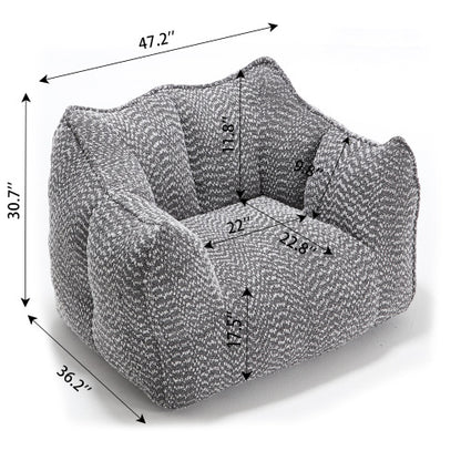 Compressed Plush Bean Bag Sofa Couch- High-Resilience Foam Filled, Ultra-Soft Boucle Lounge Chair For One Or Two People, Cozy Living Room Seating For Reading, Gaming & Relaxing, Space-Saving Vacuum