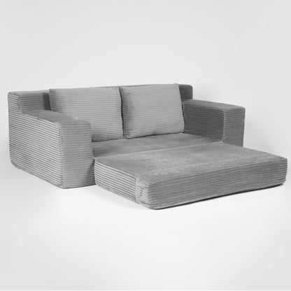 Loveseat Sofa, Comfortable Deep Seat Sofa Bed, Modern Small Corduroy Couch For Living Room Bedroom,Reversible Cushion With Pillows,No Assembly Required,Dark-grey