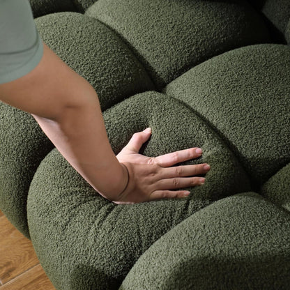 64.96 Length ,35.83inch Deepth ,human Body Structure For USA People, Marshmallow Sofa,boucle Sofa ,2 Seater, Olive Green BOUCLE