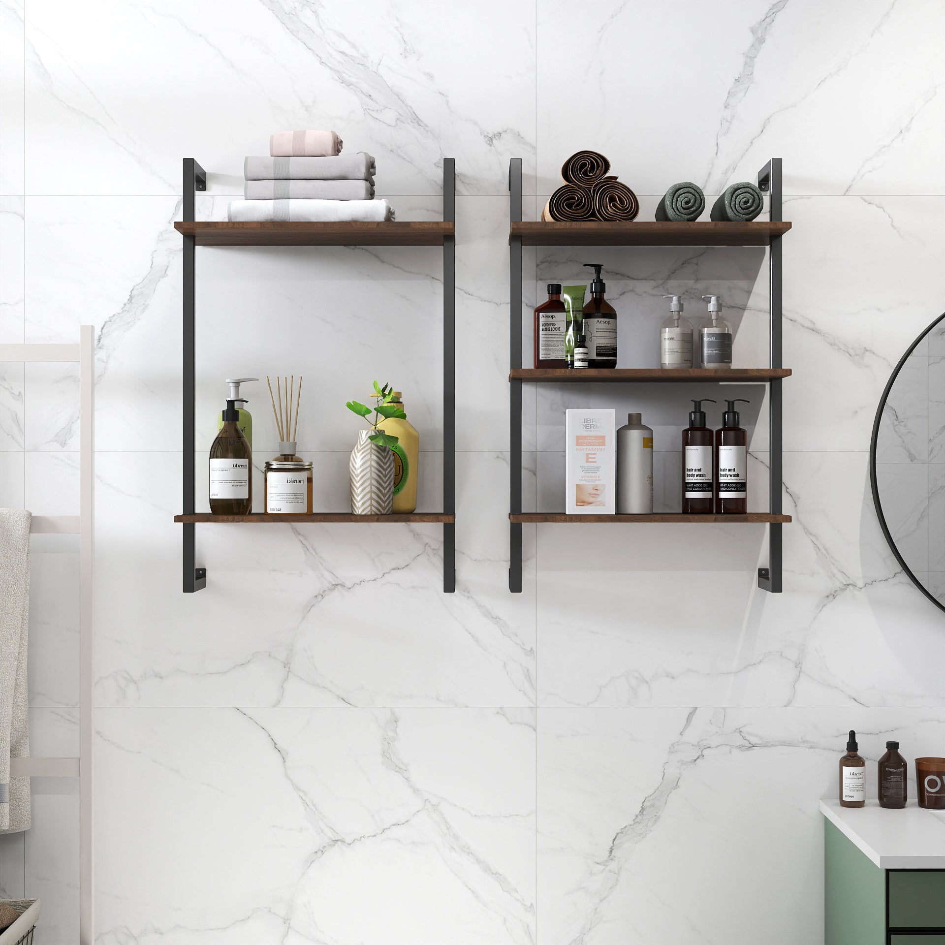 Metal Wood Hanging Shelves