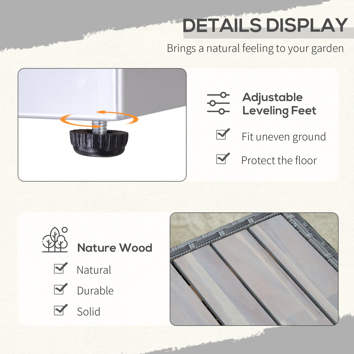 7-Piece Patio Furniture Sets PE Rattan Sectional Sofa Set Outdoor Conversation Set w/Acacia Top Coffee Table & Cushion for Garden, Backyard, Grey