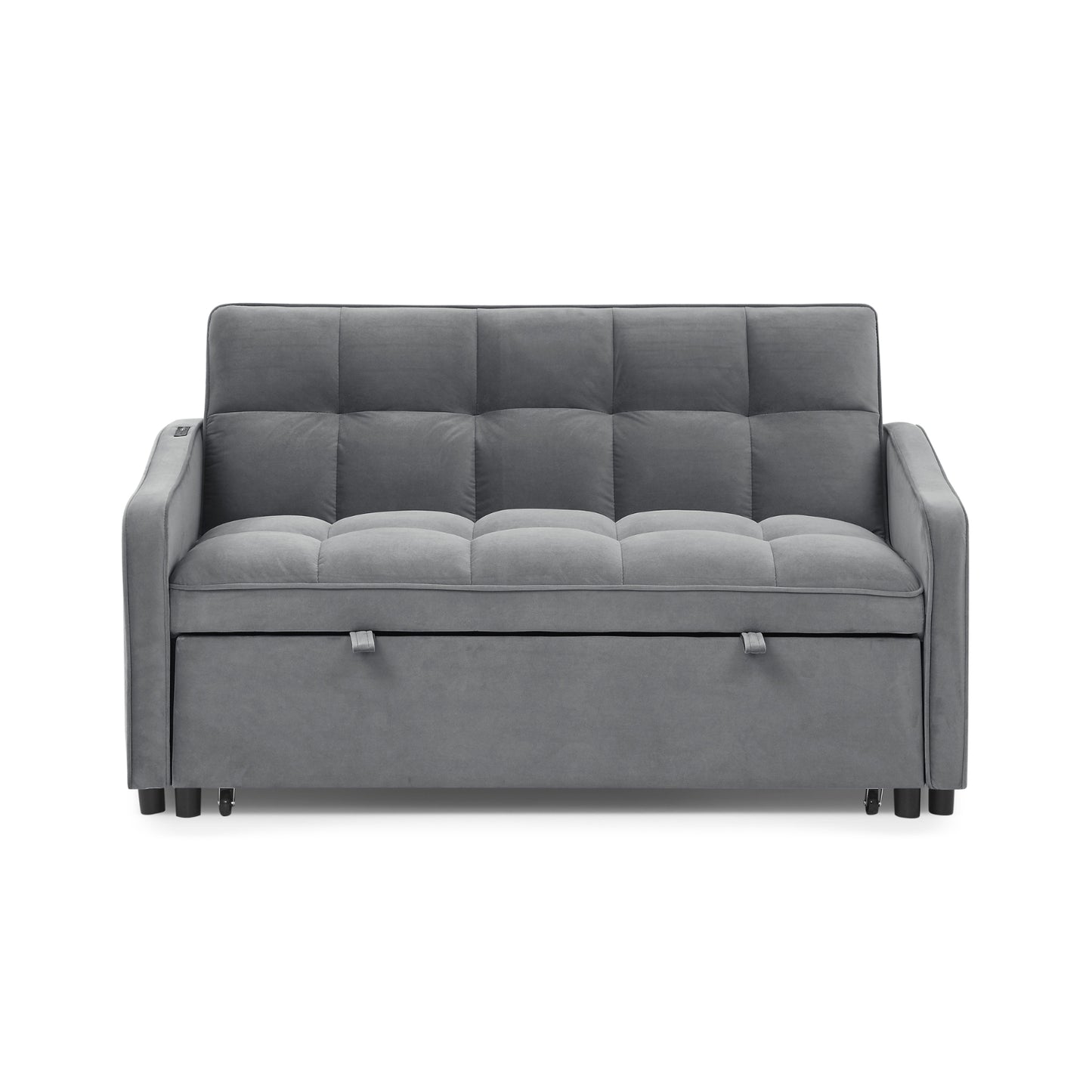 Loveseat Sofa Bed Pull-out, Adjustable Back, Arm Pockets, TypeC & USB Charging