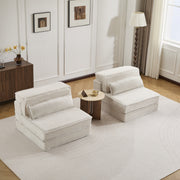 White Modular Floor Sofa Circle Fleece Fabric