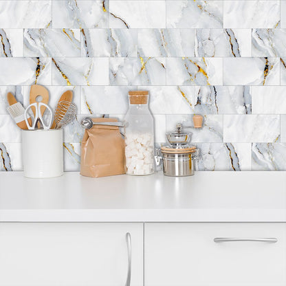 Irregular Gold Stripes Marble Kitchen Bathroom Decoration Modern Simple Style Wall Stickers Waterproof Peel And Stick Wallpaper Free Cutting PVC Self-adhesive Wall Stickers