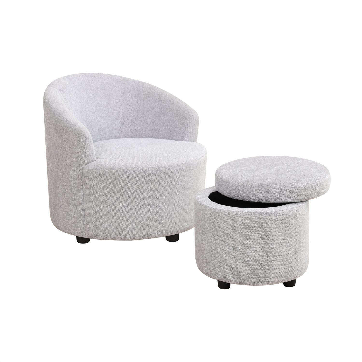 Grey-White Storage Stool Set