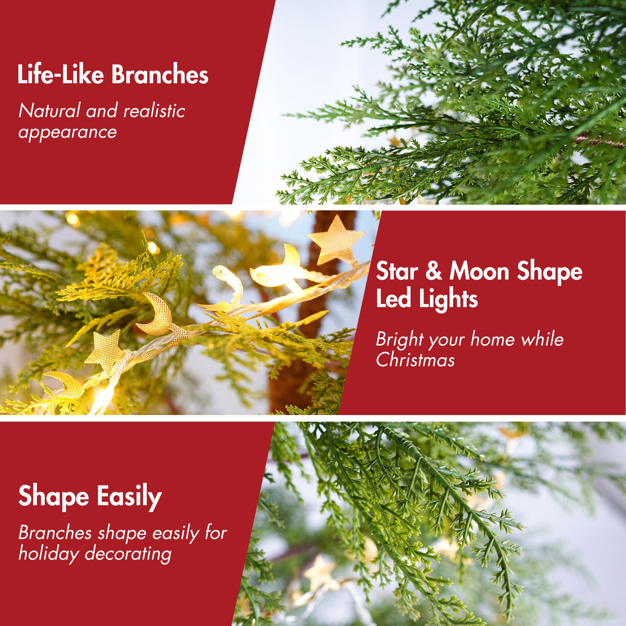 Árbol de Navidad Artificial Completo de 6 Pies Incluye Luces LED y Soporte de Metal, 612 Puntas Árbol Completo, Decoración Navideña