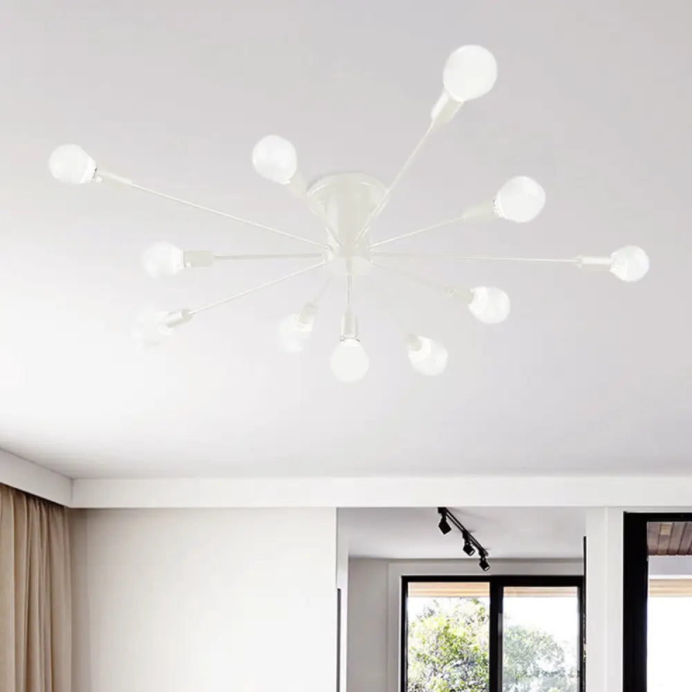 ديكوربايتس™ ديكوربايتس™ مصباح سقف معدني عتيق بستة رؤوس وثمانية رؤوس - إضاءة شبه مدمجة لغرفة النوم باللونين الأسود والأبيض