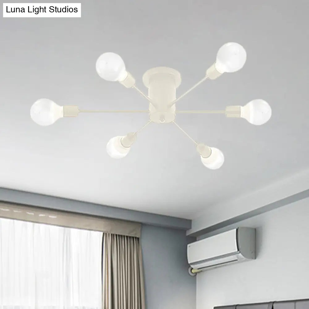 ديكوربايتس™ ديكوربايتس™ مصباح سقف معدني عتيق بستة رؤوس وثمانية رؤوس - إضاءة شبه مدمجة لغرفة النوم باللونين الأسود والأبيض