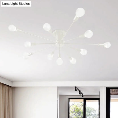 ديكوربايتس™ ديكوربايتس™ مصباح سقف معدني عتيق بستة رؤوس وثمانية رؤوس - إضاءة شبه مدمجة لغرفة النوم باللونين الأسود والأبيض