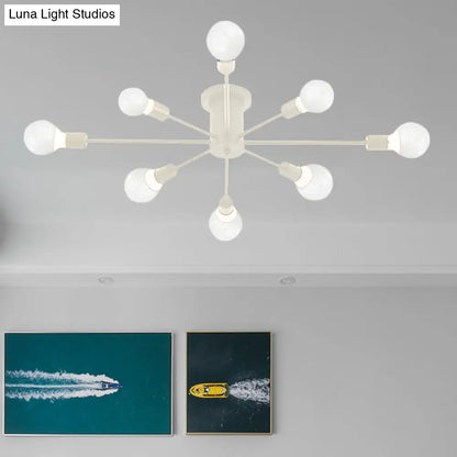 ديكوربايتس™ ديكوربايتس™ مصباح سقف معدني عتيق بستة رؤوس وثمانية رؤوس - إضاءة شبه مدمجة لغرفة النوم باللونين الأسود والأبيض