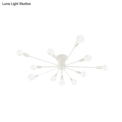 ديكوربايتس™ ديكوربايتس™ مصباح سقف معدني عتيق بستة رؤوس وثمانية رؤوس - إضاءة شبه مدمجة لغرفة النوم باللونين الأسود والأبيض