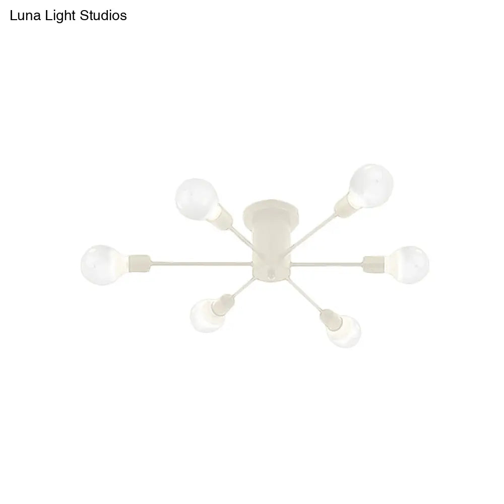 ديكوربايتس™ ديكوربايتس™ مصباح سقف معدني عتيق بستة رؤوس وثمانية رؤوس - إضاءة شبه مدمجة لغرفة النوم باللونين الأسود والأبيض