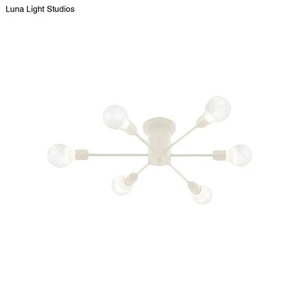 ديكوربايتس™ ديكوربايتس™ مصباح سقف معدني عتيق بستة رؤوس وثمانية رؤوس - إضاءة شبه مدمجة لغرفة النوم باللونين الأسود والأبيض