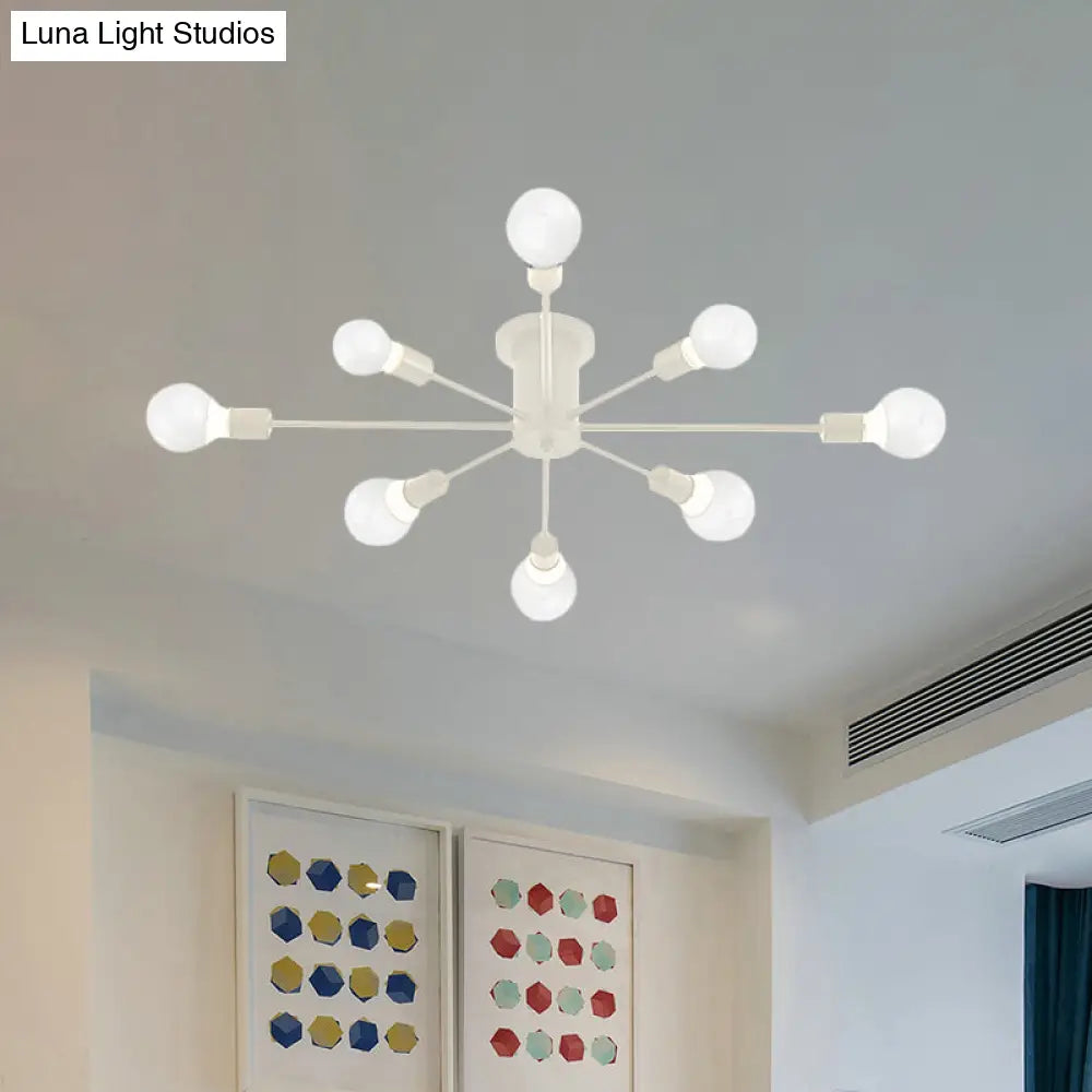 ديكوربايتس™ ديكوربايتس™ مصباح سقف معدني عتيق بستة رؤوس وثمانية رؤوس - إضاءة شبه مدمجة لغرفة النوم باللونين الأسود والأبيض