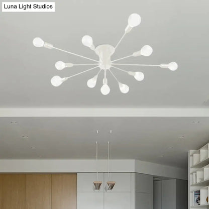 ديكوربايتس™ ديكوربايتس™ مصباح سقف معدني عتيق بستة رؤوس وثمانية رؤوس - إضاءة شبه مدمجة لغرفة النوم باللونين الأسود والأبيض