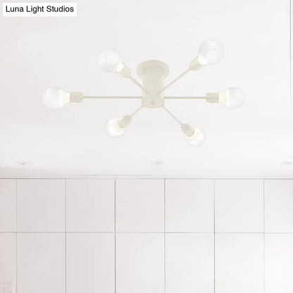 ديكوربايتس™ ديكوربايتس™ مصباح سقف معدني عتيق بستة رؤوس وثمانية رؤوس - إضاءة شبه مدمجة لغرفة النوم باللونين الأسود والأبيض