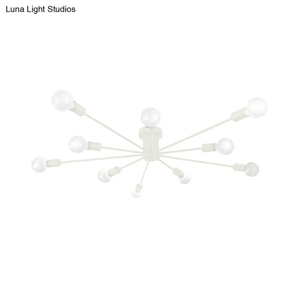 ديكوربايتس™ ديكوربايتس™ مصباح سقف معدني عتيق بستة رؤوس وثمانية رؤوس - إضاءة شبه مدمجة لغرفة النوم باللونين الأسود والأبيض
