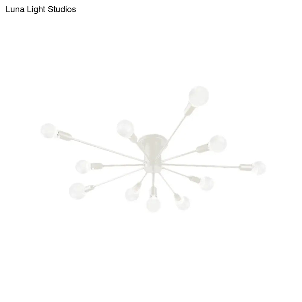 ديكوربايتس™ ديكوربايتس™ مصباح سقف معدني عتيق بستة رؤوس وثمانية رؤوس - إضاءة شبه مدمجة لغرفة النوم باللونين الأسود والأبيض