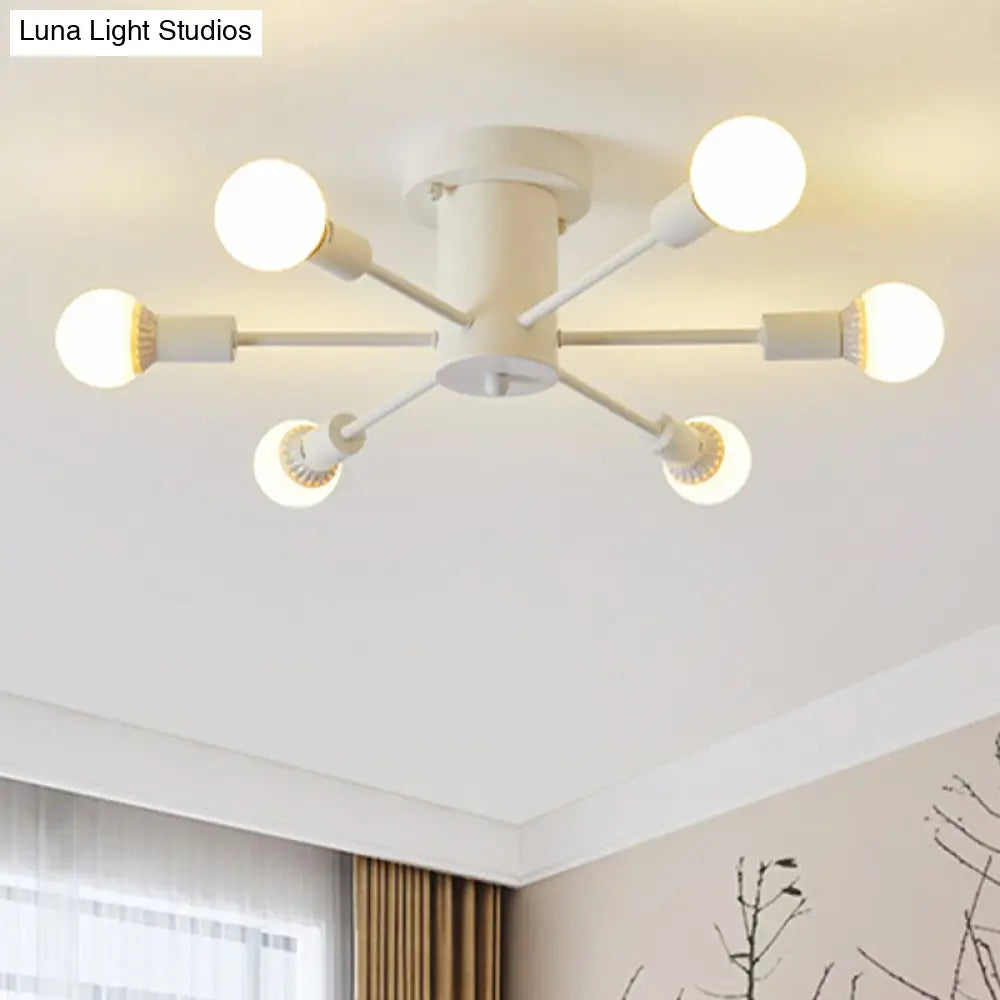 ديكوربايتس™ ديكوربايتس™ مصباح سقف معدني عتيق بستة رؤوس وثمانية رؤوس - إضاءة شبه مدمجة لغرفة النوم باللونين الأسود والأبيض