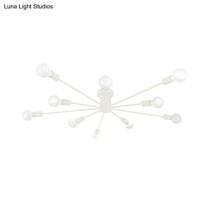 ديكوربايتس™ ديكوربايتس™ مصباح سقف معدني عتيق بستة رؤوس وثمانية رؤوس - إضاءة شبه مدمجة لغرفة النوم باللونين الأسود والأبيض