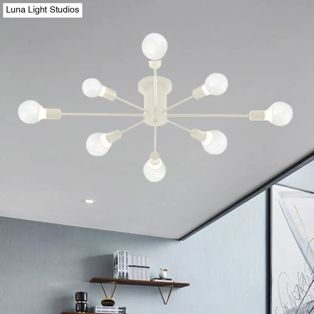 ديكوربايتس™ ديكوربايتس™ مصباح سقف معدني عتيق بستة رؤوس وثمانية رؤوس - إضاءة شبه مدمجة لغرفة النوم باللونين الأسود والأبيض