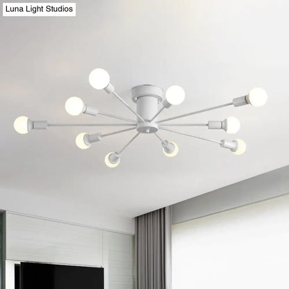 ديكوربايتس™ ديكوربايتس™ مصباح سقف معدني عتيق بستة رؤوس وثمانية رؤوس - إضاءة شبه مدمجة لغرفة النوم باللونين الأسود والأبيض