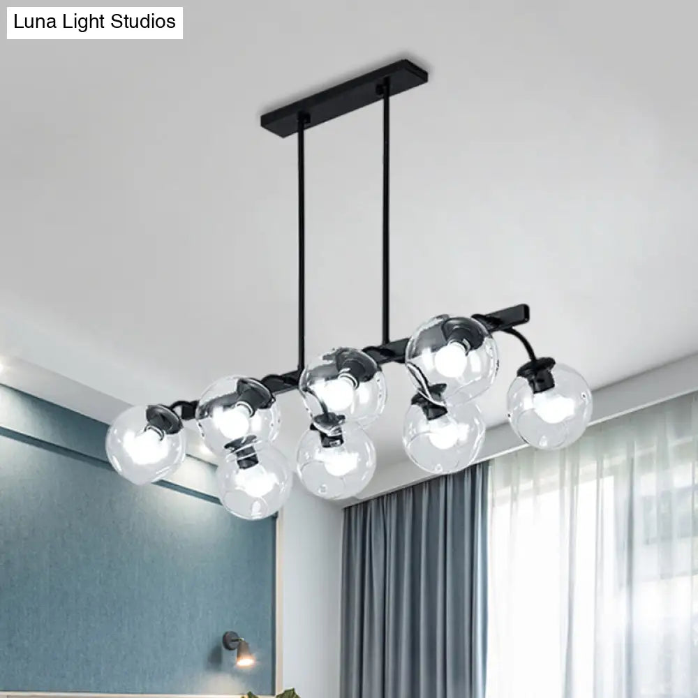DecorBites™ 6/8-Light Modern Pendant with Black Orb Shade for Kitchen and Dining Room