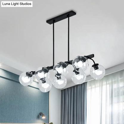 DecorBites™ 6/8-Light Modern Pendant with Black Orb Shade for Kitchen and Dining Room