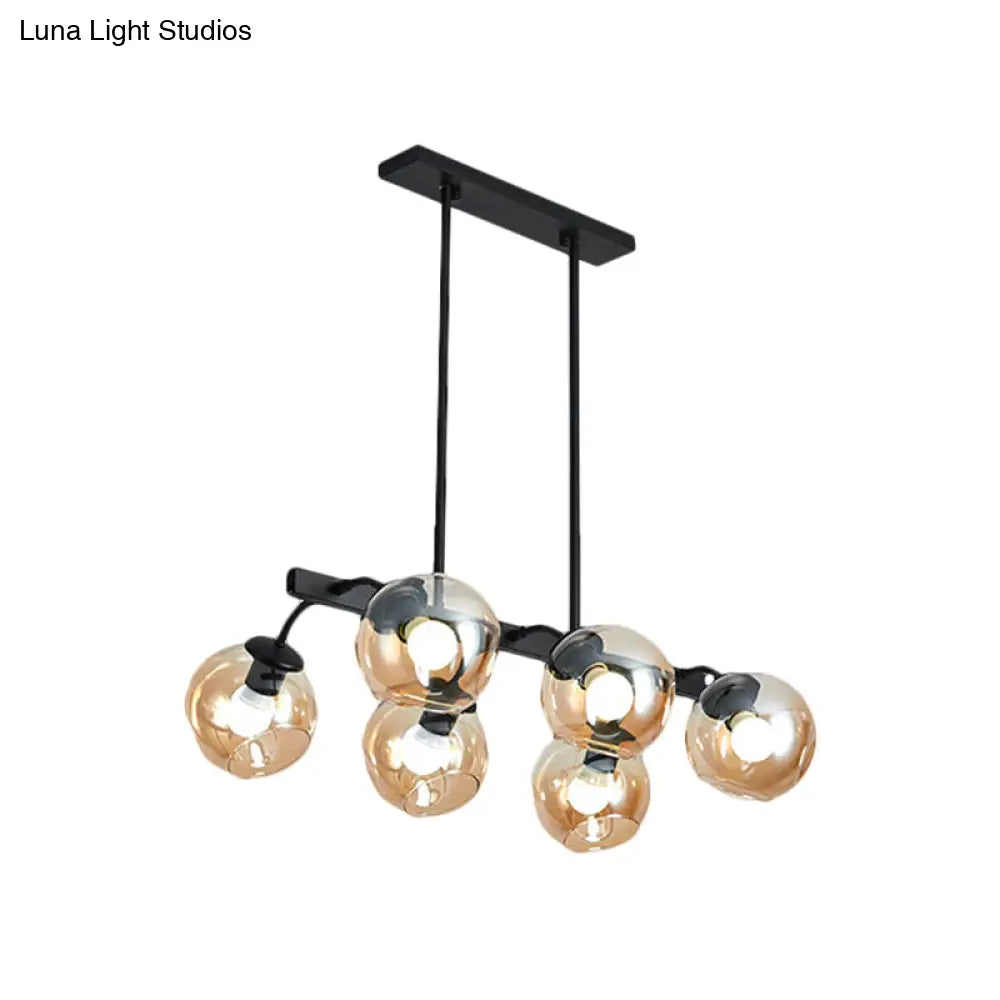DecorBites™ 6/8-Light Modern Pendant with Black Orb Shade for Kitchen and Dining Room