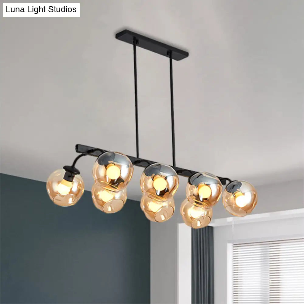 DecorBites™ 6/8-Light Modern Pendant with Black Orb Shade for Kitchen and Dining Room